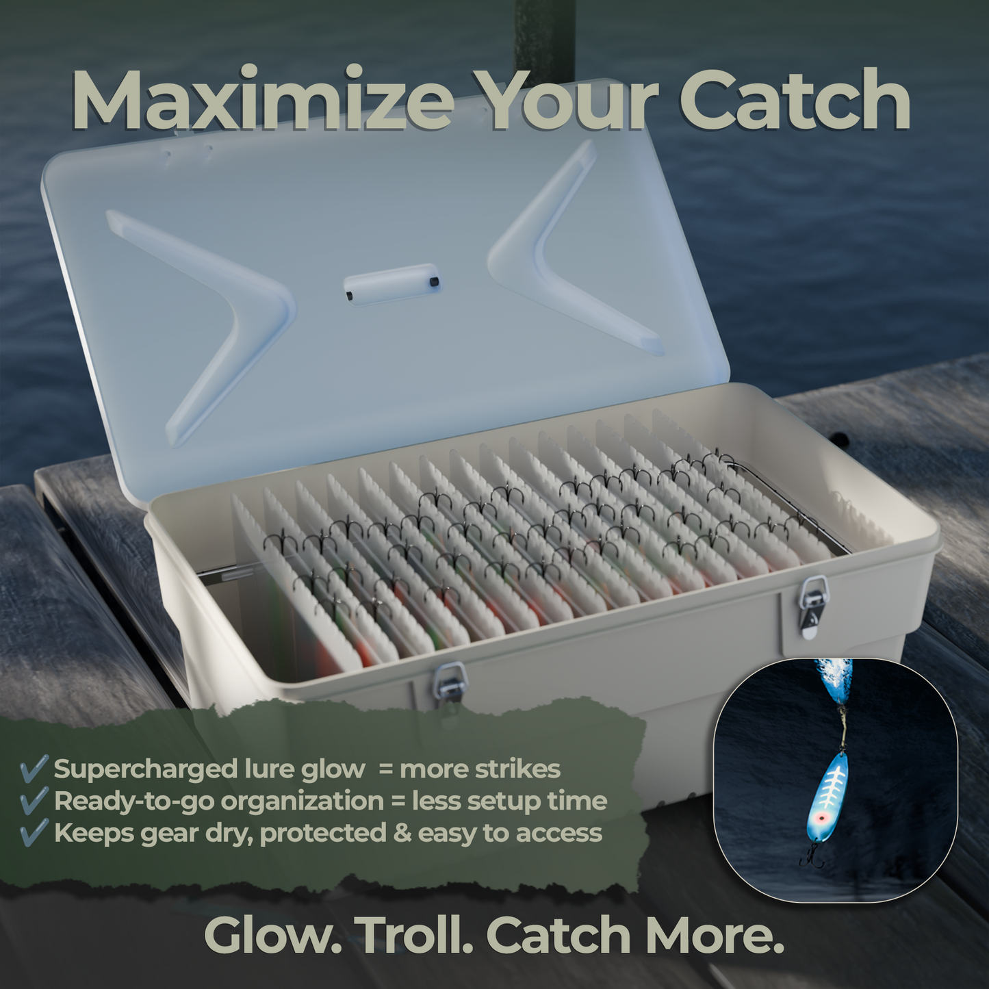Tackle In A Box™ | UV Charging Tackle Box for Glow Lures, Flashers, Flies & More!