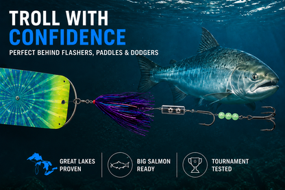 TIAB Premium Salmon Trolling Fly 5-Pack – UV Great Lakes Trolling Flies for Salmon, Lake Trout & Steelhead – 5 Proven Colors