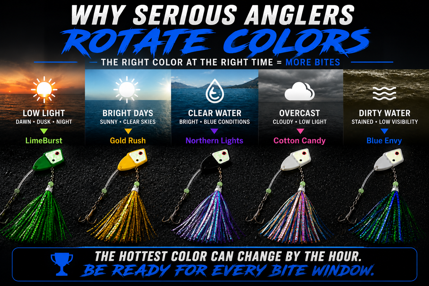 TIAB Premium Salmon Meat Rig 5-Pack – UV Great Lakes Meat Rigs with Twinkies – 5 Proven Colors for Salmon & Lake Trout